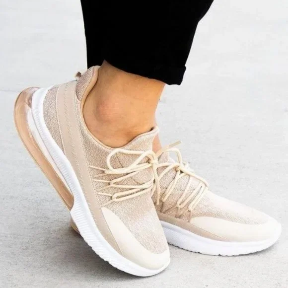 !! NEW !! Beige Slip On Bubble Sole Sneakers - Picture 1 of 2